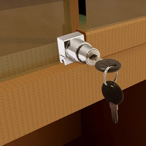 Miniatura 9 de Cerradura de émbolo con llave para puerta corrediza de cristal, vitrina, cerradura de gabinete de vidrio con bisagras para puerta de 0.197 in-0.315