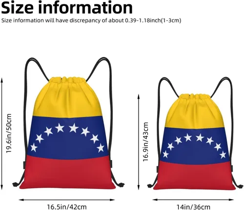 Miniatura 4 de Mochila Venezuela con cordón para yoga, playa, ligera, gimnasio, deportes, cuerda, bolsa venezolana, decoración al aire libre, Negro