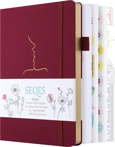 Miniatura 22 de Cuaderno Diario Punteado de Bala A5 Papel Grueso de 160gsm a Prueba de Sangre, Encuadernación Plana, 160 Páginas Numeradas Cuaderno