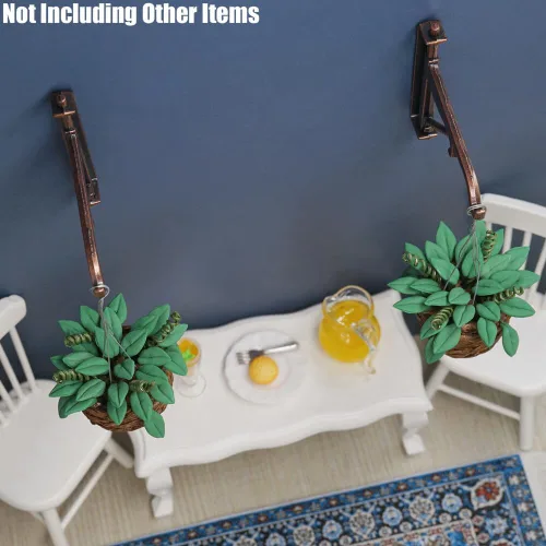 Miniatura 7 de Odoria Plantas colgantes en miniatura 1/12 y colgador de gancho, 2 piezas, mini plantas en maceta, accesorios de decoración de casa de muñecas
