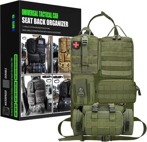 Miniatura 15 de Paquete de 7 organizadores tácticos para respaldo de asiento, organizador de camión con 6 bolsas desmontables, universal para automóvil, camión