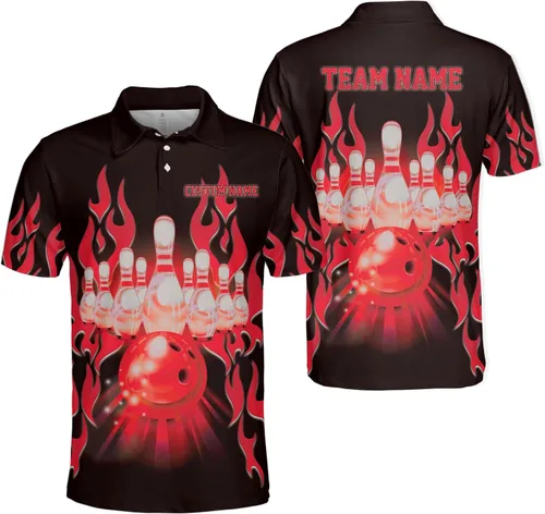 Miniatura 2 de Woseprints - Polo de boliche personalizado con nombre 3D para hombres y mujeres, camisas de bolos personalizadas para equipo, camisas de bolos unisex
