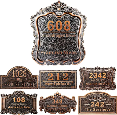 Miniatura 18 de Placa personalizada de dirección de casa de 12 pulgadas, números fundidos para exteriores, placa de señal de dirección personalizada con nombre