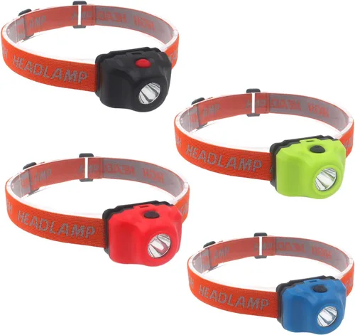Paquete de 4 faros LED de 5 W súper brillantes de un solo modo, faros delanteros impermeables y ligeros para adultos y niños, correr y acampar