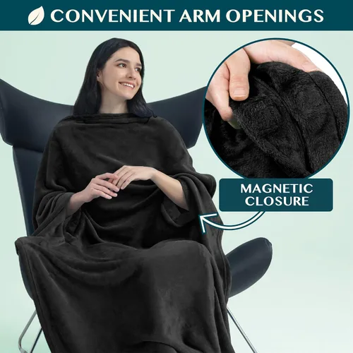 Miniatura 2 de PAVILIA Manta de viaje y almohada, manta de avión con apertura de brazos para adultos, manta compacta de avión con agujero para el brazo, bolsa 2
