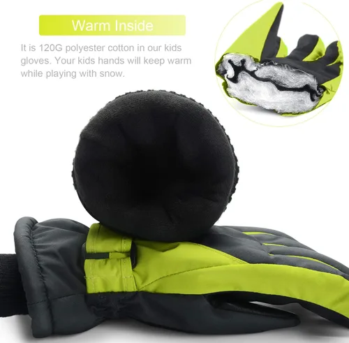 Miniatura 5 de ThxToms Guantes de invierno para niños, impermeables, guantes de nieve para niños y niñas, clima frío, deportes al aire libre, snowboard, bicicleta