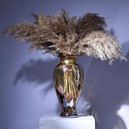 Miniatura 4 de Jarrón de vidrio ámbar dorado soplado de 11.8 pulgadas de alto, jarrón de vidrio opaco ámbar, diseño único de boca ancha decoración de arte