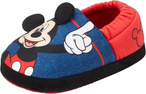 Miniatura 4 de Disney Pantuflas de Mickey Mouse para niños, acogedoras pantuflas de felpa mullidas antideslizantes, antideslizantes para niños (bebéniño pequeño)