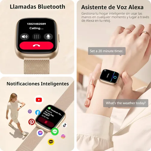Miniatura 2 de Reloj inteligente para mujer con Alexa integrado, pantalla táctil HD de 1.83 pulgadas, rastreador de actividad física con llamadas Bluetooth