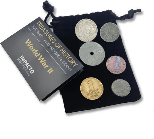 IMPACTO COLECCIONABLES Moneda Mundial de la Segunda Guerra Mundial - 6 monedas utilizadas durante la Segunda Guerra Mundial por los alemanes,