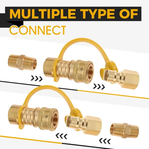 Miniatura 3 de Accesorios de conexión rápida de gas natural de 3/8 pulgadas, manguera de gas propano natural y propano LP, kit de enchufe de desconexión rápida
