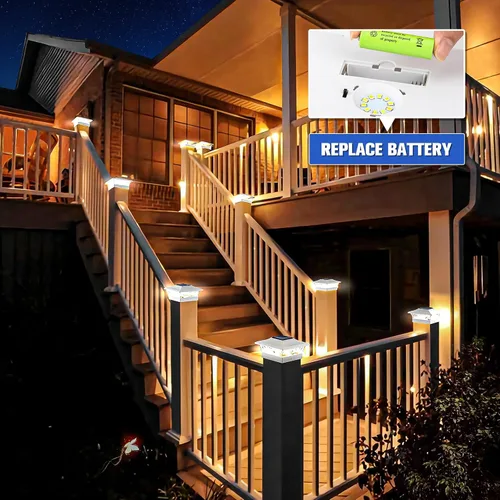 Miniatura 5 de VOLISUN - Faroles solares para postes de 4x4/6x6, para cercas de madera/vinilo, para patio/jardín, blanco cálido con 2 modos de iluminación