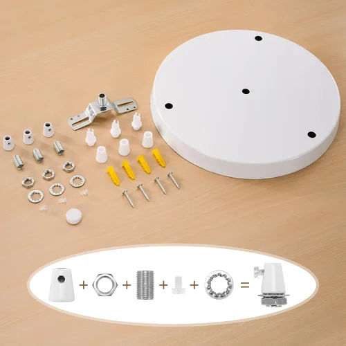 Miniatura 4 de Kit de toldo de lámpara de araña Canomo de 10 pulgadas con placa de luz de techo y todos los accesorios, incluye gancho, sujetador de cable