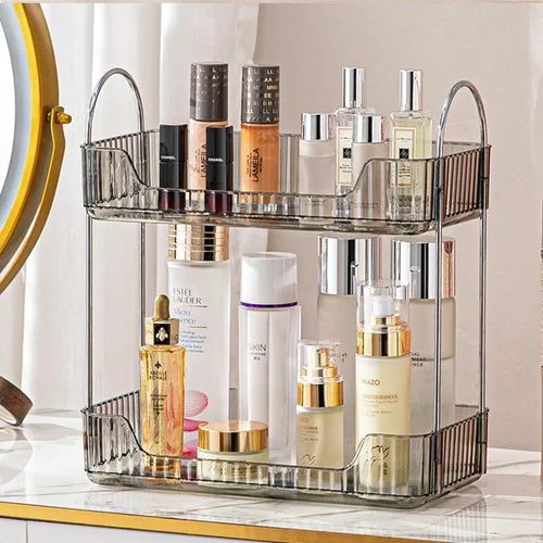 Miniatura 12 de Aveniee Organizador de mostrador de baño, estante de almacenamiento de perfume y cuidado de la piel de 2 niveles, bandeja de tocador para cosméticos