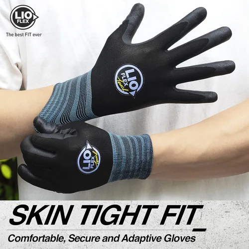 Miniatura 2 de Guantes de trabajo de seguridad con dedos táctiles, 3 pares de guantes de trabajo delgados y ligeros, ideales para trabajadores de almacén, Negro