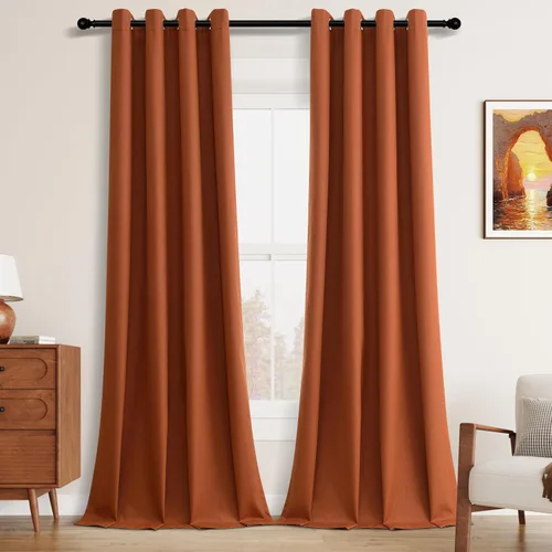 Miniatura 39 de Cream Linen Blackout Curtains 90 Length 2 Panels Set for Living Room Bedroom, 100% Black Out Thermal Insulated Linen Drapes, Room Darkening Grommet