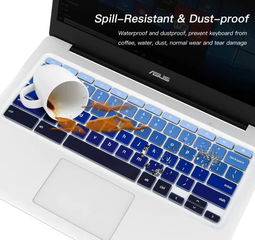 Miniatura 6 de CaseBuy Funda de teclado prémium para ASUS Chromebook Flip C434 2 en 1, ASUS C302CA/C423NA/C425TA/C433TA/C434TA-DH342T DSM4T DS384T C523NA azul