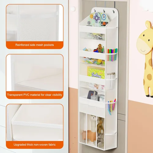 Miniatura 6 de OneDream Organizador de 5 niveles sobre la puerta con caddy de almacenamiento extraíble, organizador de ropa de bebé para guardería, almacenamiento