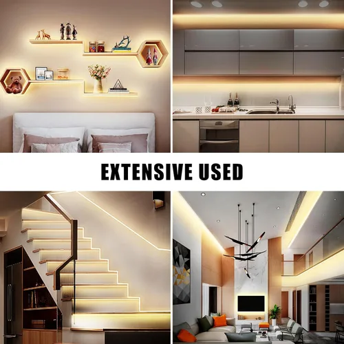 Miniatura 3 de Tatazone Tira de luces LED COB blancas Max con control remoto RF, 16.4 pies 2700K CRI93+ regulable, tira de luz COB blanca cálida ultra brillante