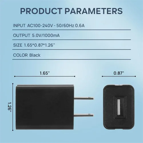 Miniatura 4 de Cargador de pared Cubo 5V1A Fuente de alimentación USB Bloque de carga Universal Enchufe de pared Ladrillo Portátil Cargador Rápido Adaptador