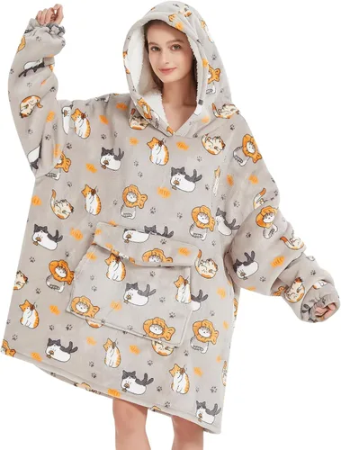 Miniatura 19 de Fiosnow Sudaderas con capucha de pizza y papas fritas para mujeres y hombres, sudaderas con capucha de tamaño grande para adultos, manta portátil