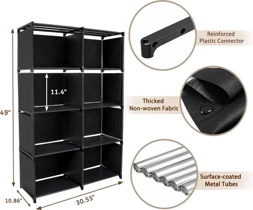 Miniatura 2 de Estantería para libros de 5 niveles, estantes de almacenamiento de 8 cubos, estantería para niños sin herramientas, organizador de almacenamiento