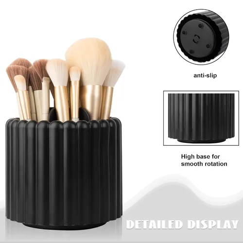 Miniatura 5 de Anyoifax Organizador de brochas de maquillaje giratorio en 360 grados con 7 ranuras, organizador de brochas de maquillaje extraíble, soporte
