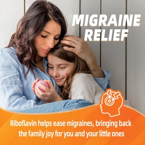 Miniatura 4 de Gomitas de vitamina B2 Riboflavina 400 mg Vitamina B2 400 mg masticable para adultos y niños, alivio de la migraña y apoyo de energía y sistema