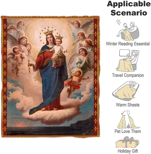 Miniatura 3 de Manta de Virgen María, regalos de Nuestra Señora de Guadalupe, manta cálida y acogedora de franela de microfibra para todas las estaciones, 51 x 59