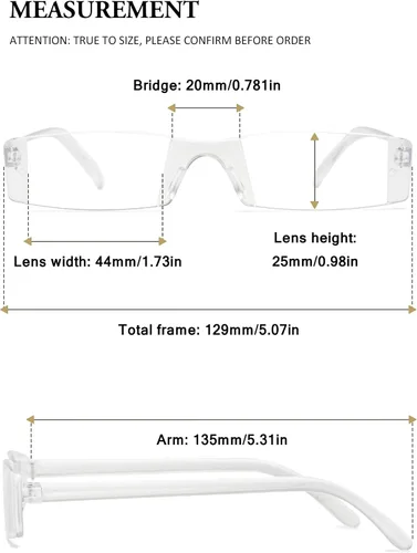 Miniatura 2 de VEVESMUNDO Gafas de lectura transparentes sin montura para hombres y mujeres, elegantes lectores estrechos