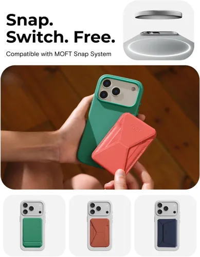 Miniatura 6 de MOFT Funda para iPhone 17 Pro, funda MOVAS a presión, compatible con MagSafe, piel vegana suave al tacto, diseño minimalista clásico, ligera