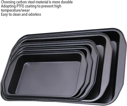 Miniatura 5 de Molde antiadherente de acero al carbono rectangular grande negro para hornear horno, 17 pulgadas