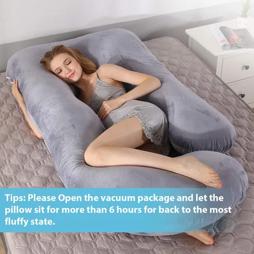 Miniatura 5 de BATTOP Almohada de embarazo para dormir, almohada de maternidad de cuerpo completo con funda extraíble lavable, soporte para espalda, caderas