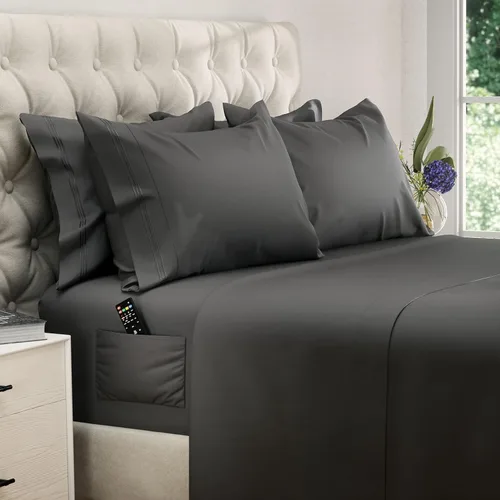 DREAMCARE Juego de sábanas California King – 6 piezas Sábanas refrescantes para cama – hasta 15" de profundidad Sábanas Cal King – Colección 2500 10