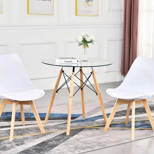 Miniatura 6 de Mesa de comedor redonda pequeña de 31.5 pulgadas para 4 personas, cocina, hogar, ocio, patas de madera, vidrio