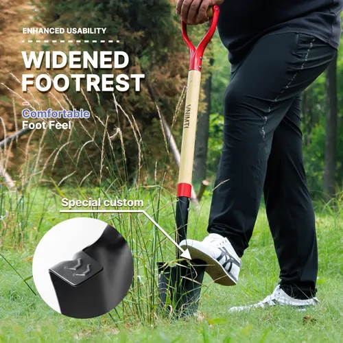 Miniatura 3 de VNIMTI Pala, Pala de Trasplante, Pala de Drenaje, Palas para Excavar, Pala Sharp Shooter o Pala, 45 Pulgadas, Empuñadura en D de Acero, Mango