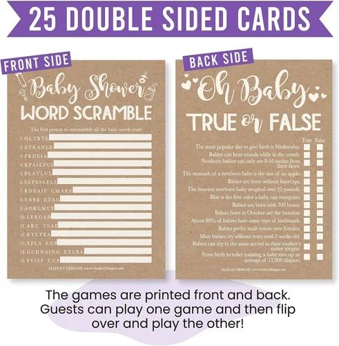 Miniatura 6 de Hadley Designs 25 palabras rústicas para baby shower, 25 juegos verdaderos o falsos, 25 juegos de animales para bebés, 25 juegos de rimas