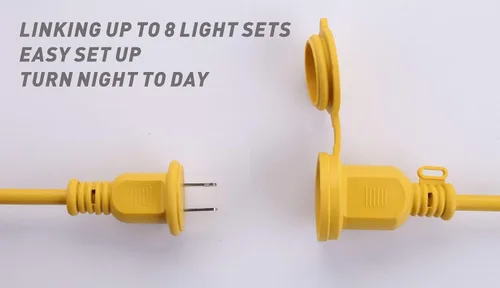 Miniatura 7 de Cadena de luces LED de construcción de 100 pies, 90 W, 10500 lúmenes, cadena de luces LED de grado industrial con 10 bombillas, 5000 K súper