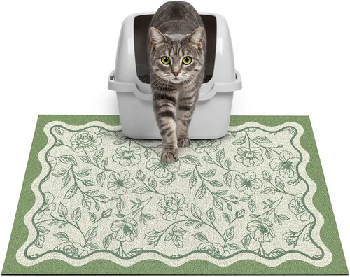 Miniatura 57 de Glittme Alfombrilla de Arena para Gatos con Base Antideslizante, Alfombrilla de Caja de Arena Impermeable que Atrapa la Arena, Fácil de Limpiar