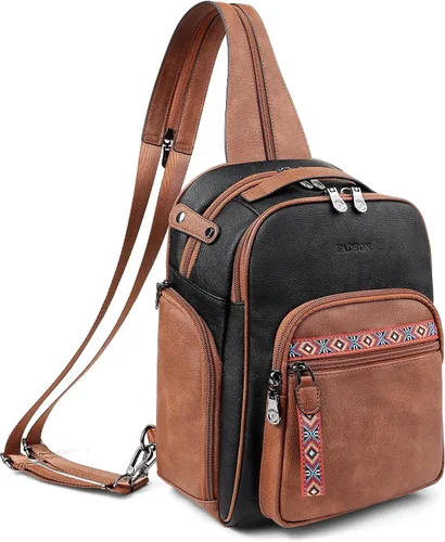 Miniatura 10 de FADEON Bolso bandolera grande para mujer, bolso cruzado de cuero de diseñador, mochila convertible, mochila antirrobo para viajes, 1 estilo retro 1