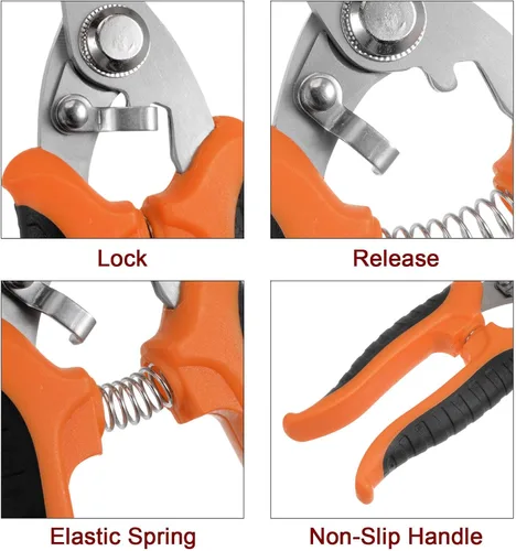 Miniatura 4 de HARFINGTON Tijeras industriales de 8 pulgadas de acero inoxidable tijeras cuchillas con mango negro naranja para cortar hojas finas de cobre de metal