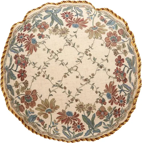 patdrea Fundas de almohada de diseñador, fundas de almohada redondas de lino estilo europeo vintage, cojín decorativo para cama, sala de estar,