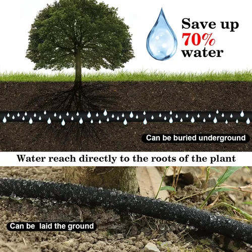 Miniatura 3 de Manguera de remojo profesional de 15 pies para camas de jardín, goma de 1/2 pulgada de riego por goteo de larga duración, ahorra 70% de agua, varios