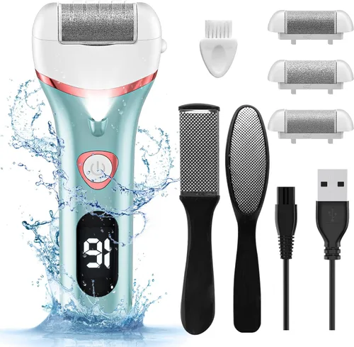 Miniatura 10 de Removedor eléctrico de callos de pies, kit de pedicura electrónico portátil recargable, lima de pies impermeable, herramientas de pedicura