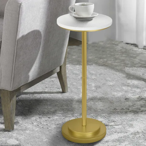 Miniatura 11 de COVLON Mesa de bebidas, mesa de Martini tallada, mesa auxiliar pequeña, mesa de pedestal con base pesada para sala de estar, dormitorio, espacio