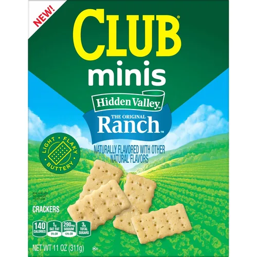 Miniatura 10 de Club Minis Crackers, aperitivos para el almuerzo, galletas saladas, Hidden Valley Ranch, caja de 11 onzas (1 caja)