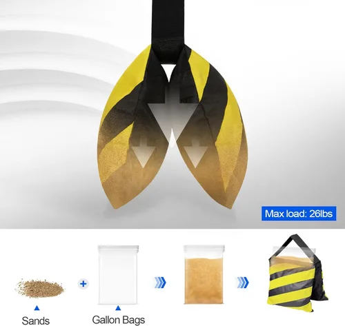 Miniatura 3 de EMART Bolsa de Arena de Servicio Pesado para Estudio Fotográfico Bolsa de Peso Diseño de Alforja para Soporte de Luz de Fotografía Trípode, Patio