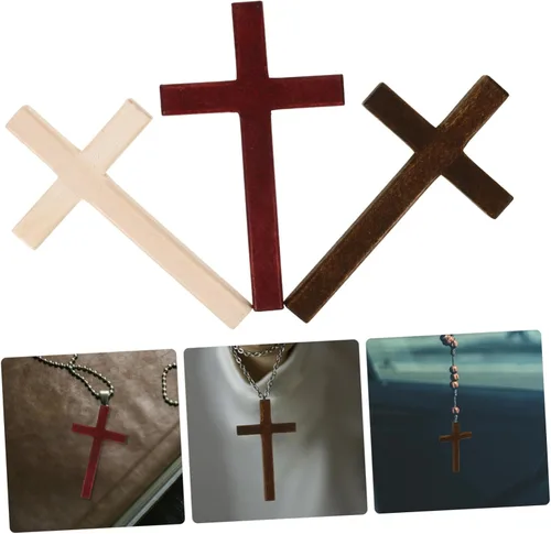 Miniatura 8 de Adornos de cruz de madera, paquete de 6 decoraciones de cruz de madera de 4.72 x 2.75 pulgadas para decoración del hogar, centro de mesa, decoración