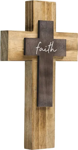 Miniatura 14 de OKSQW Cruz de pared de madera cristiana espiritual Cruz religiosa Regalos con gancho para colgar en la pared o mesa con bendita para la iglesia