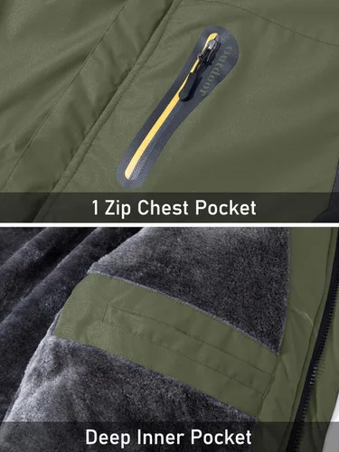 Miniatura 6 de MAGCOMSEN Men's Winter Coats Water Resistant Snow Ski Jacket Fleece Lined Parka 4 Pockets